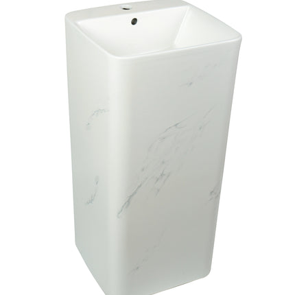Lavoar freestanding ceramic H15-CUG01-M – design pătrat marmorat