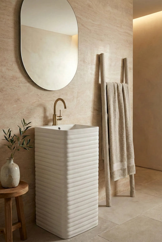 Lavoar freestanding ceramic H15L – alb lucios, formă dreptunghiulară