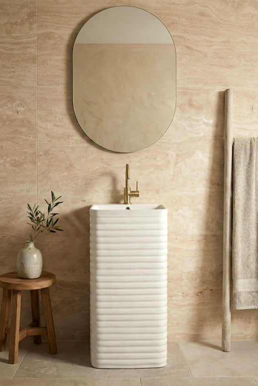 Lavoar freestanding ceramic H15L – alb lucios, formă dreptunghiulară