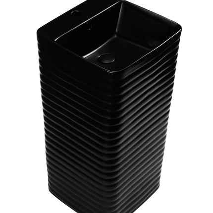 Lavoar freestanding ceramic H15L-CBK-M– negru mat, exterior striat