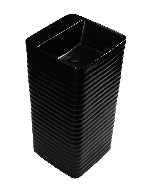 Lavoar freestanding ceramic H15L-CBK-M– negru mat, exterior striat