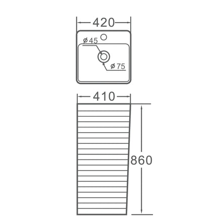 Lavoar freestanding ceramic H15L – alb lucios, formă dreptunghiulară