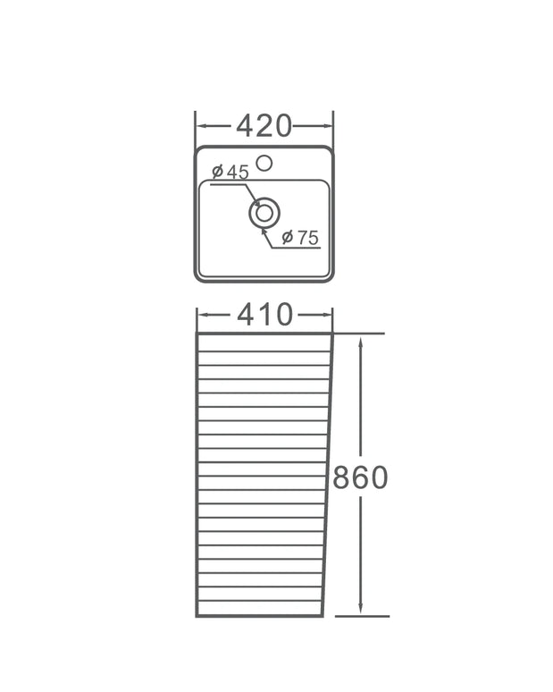 Lavoar freestanding ceramic H15L – alb lucios, formă dreptunghiulară