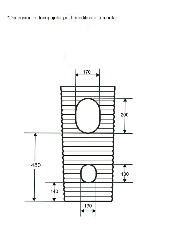 Lavoar freestanding ceramic H15L-CBK-M– negru mat, exterior striat