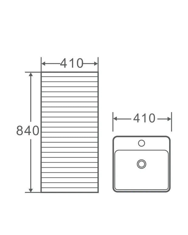Lavoar freestanding ceramic H15 – alb lucios, formă pătrată cu linii verticale