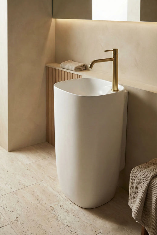 Lavoar freestanding ceramic H18 – alb lucios, formă ovală