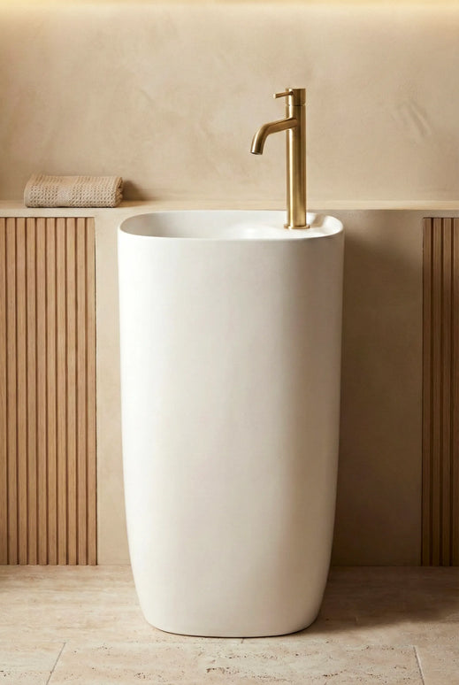 Lavoar freestanding ceramic H18 – alb lucios, formă ovală
