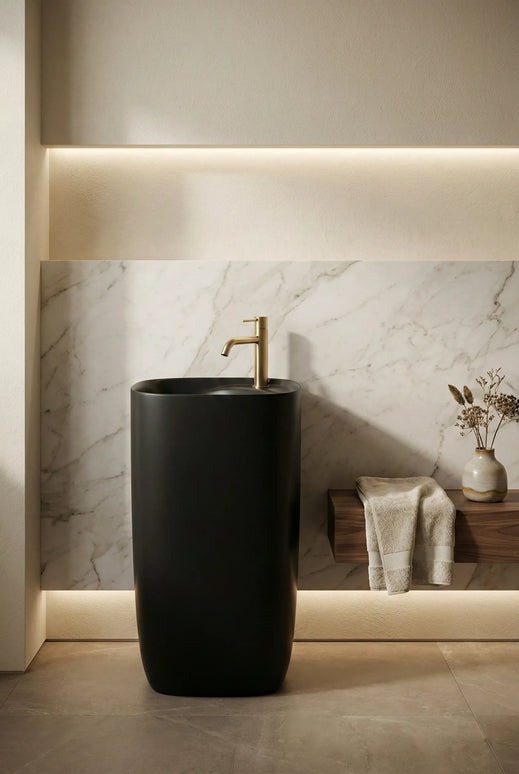 Lavoar freestanding ceramic H18-CBK-M – negru mat, formă ovală