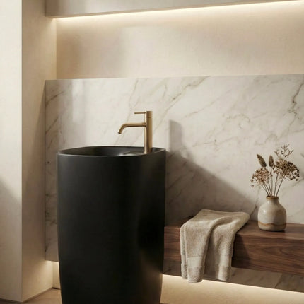 Lavoar freestanding ceramic H18-CBK-M – negru mat, formă ovală