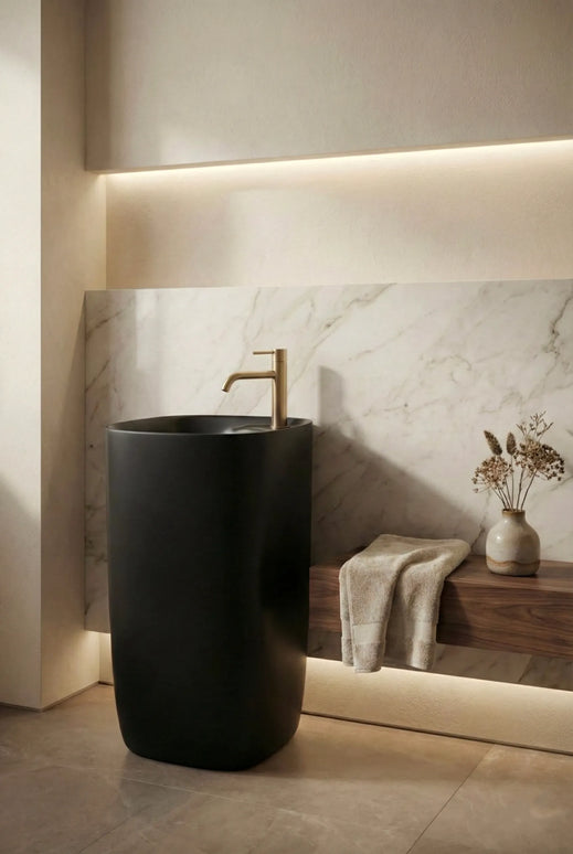 Lavoar freestanding ceramic H18-CBK-M – negru mat, formă ovală