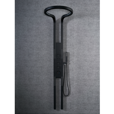 Panel de Duș Black Round – Design Modern cu Duș Tip Cascadă și Funcții Multiple