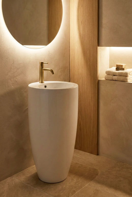 Lavoar freestanding ceramic H20 – alb lucios, formă conică