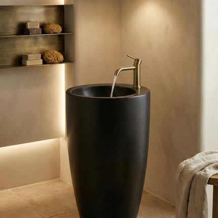 Lavoar freestanding ceramic H20-CBK-M negru mat, formă conică
