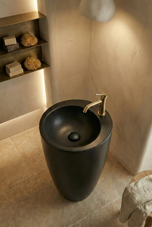 Lavoar freestanding ceramic H20-CBK-M – negru mat, formă conică