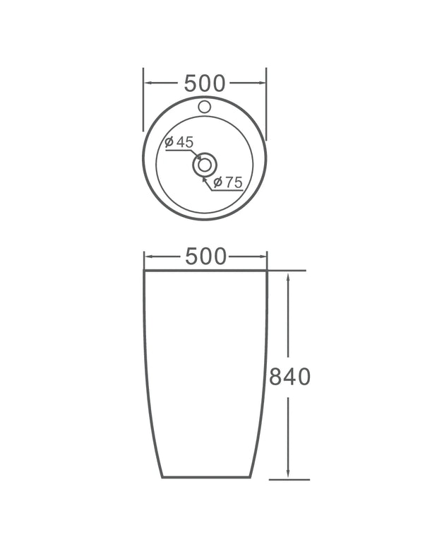 Lavoar freestanding ceramic H20 – alb lucios, formă conică