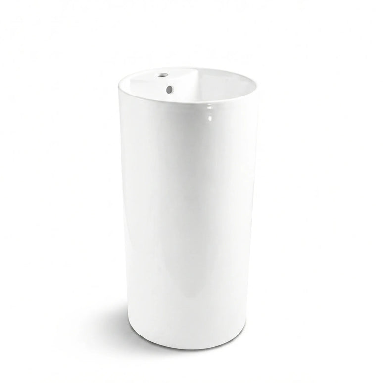 Lavoar freestanding ceramic H22 – alb lucios, formă rotundă elegantă