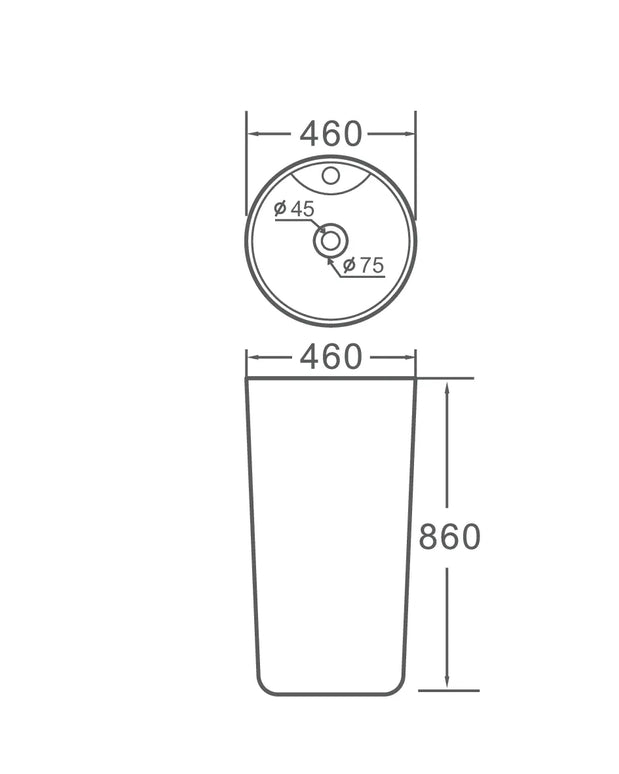 Lavoar freestanding ceramic H22 – alb lucios, formă rotundă elegantă