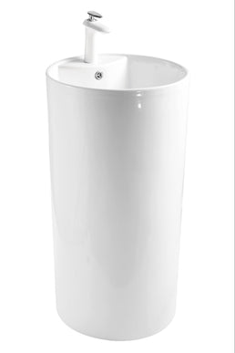 Lavoar freestanding ceramic H22 – alb lucios, formă rotundă elegantă