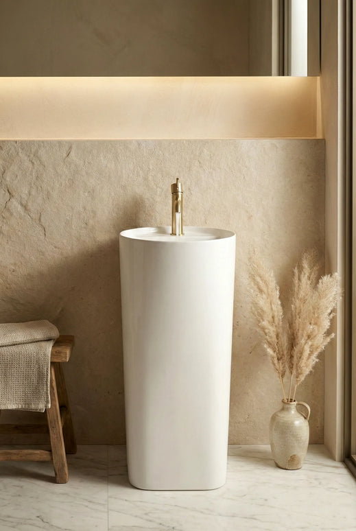 Lavoar ceramic freestanding H24 – alb lucios, design minimalist