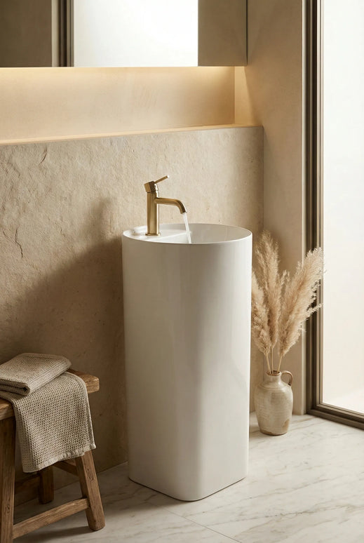 Lavoar ceramic freestanding H24 – alb lucios, design minimalist