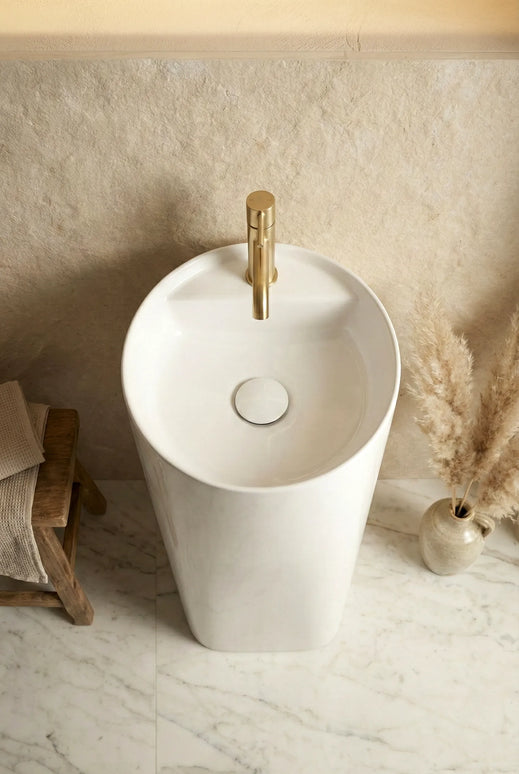 Lavoar ceramic freestanding H24 – alb lucios, design minimalist