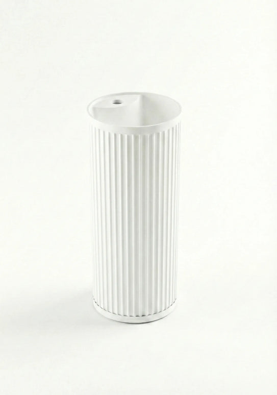 Lavoar freestanding ceramic H25 – alb lucios, design canelat vertical