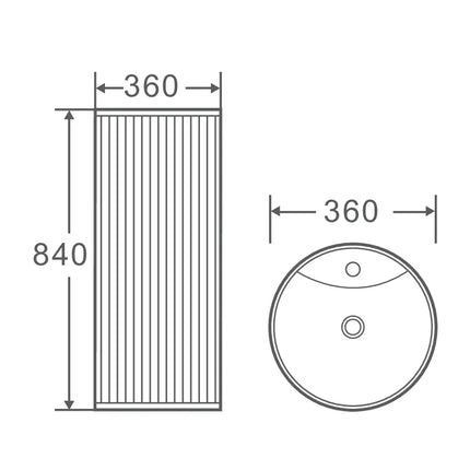 Lavoar freestanding ceramic H25 – alb lucios, design canelat vertical