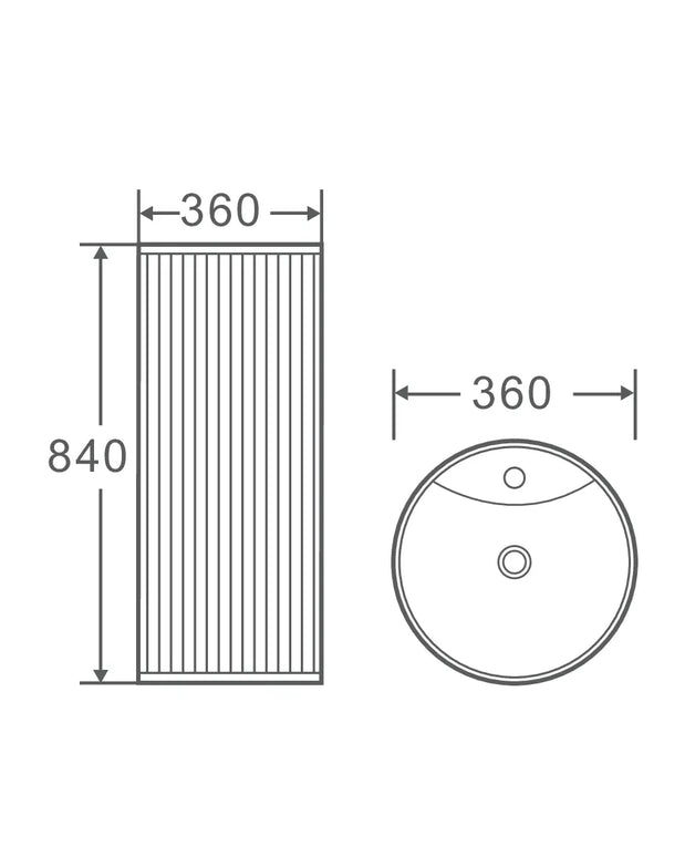 Lavoar freestanding ceramic H25 – alb lucios, design canelat vertical