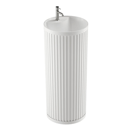 Lavoar freestanding ceramic H25 – alb lucios, design canelat vertical