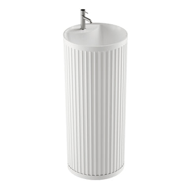 Lavoar freestanding ceramic H25 – alb lucios, design canelat vertical