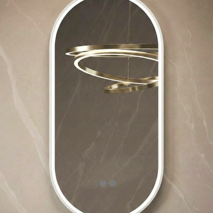 Oglindă baie LED 50x100 cm ovală, 3 nuanțe de lumină, anti-aburire și touch control J-3055