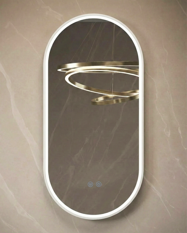 Oglindă baie LED 50x100 cm ovală, 3 nuanțe de lumină, anti-aburire și touch control J-3055