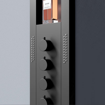 Panel de Duș Black Round – Design Modern cu Duș Tip Cascadă și Funcții Multiple