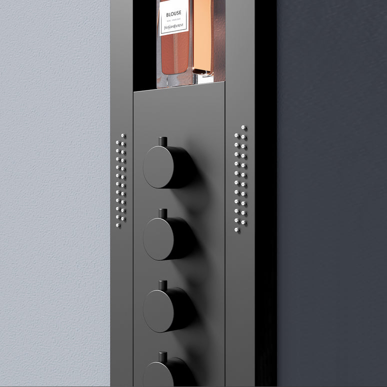 Panel de Duș Black Round – Design Modern cu Duș Tip Cascadă și Funcții Multiple