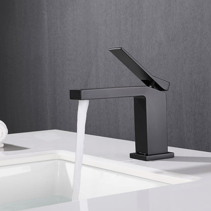 Baterie lavoar geometrica inox premium, finisaj negru mat