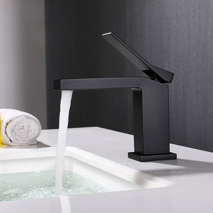 Baterie lavoar geometrica inox premium, finisaj negru mat