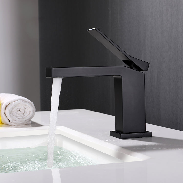 Baterie lavoar geometrica inox premium, finisaj negru mat