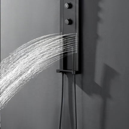 Panel de Duș Black Round LED – Design Modern cu Duș Tip Cascadă și Funcții Premium