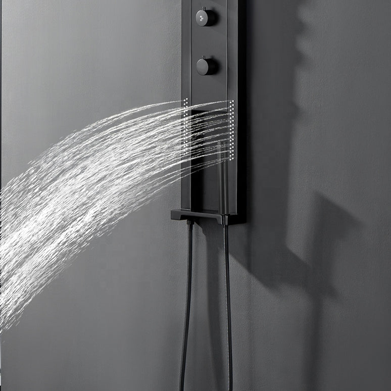Panel de Duș Black Round LED – Design Modern cu Duș Tip Cascadă și Funcții Premium