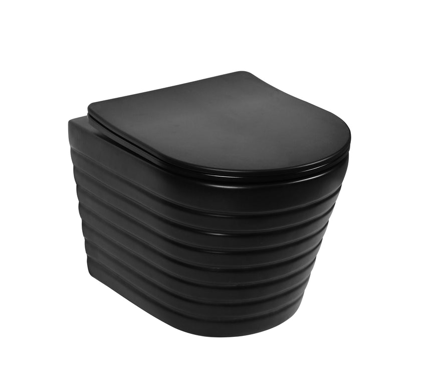 Vas WC Suspendat Rimless – Negru Mat Striat