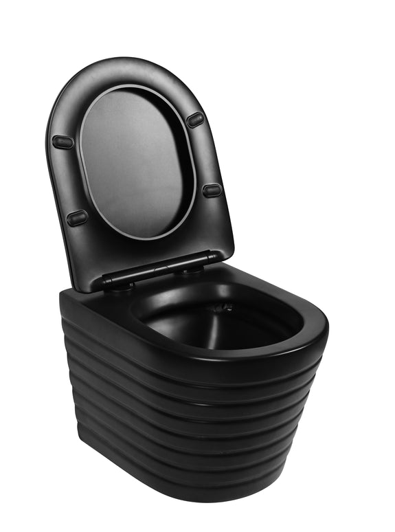 Vas WC Suspendat Rimless – Negru Mat Striat