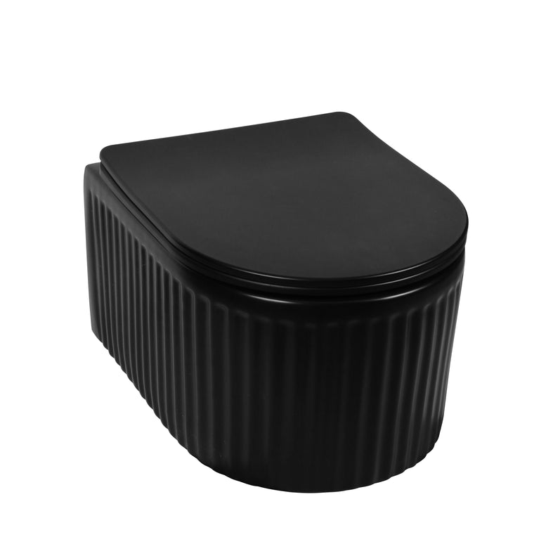 Vas WC Suspendat Rimless - Black Ribbed Matte