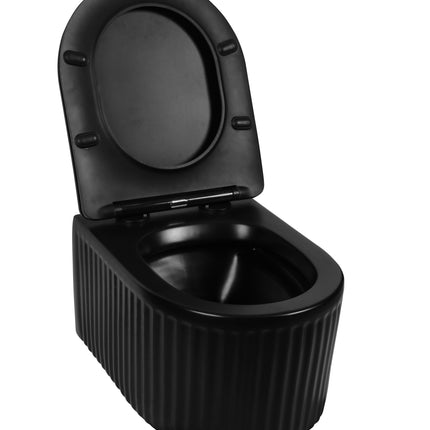 Vas WC Suspendat Rimless - Black Ribbed Matte