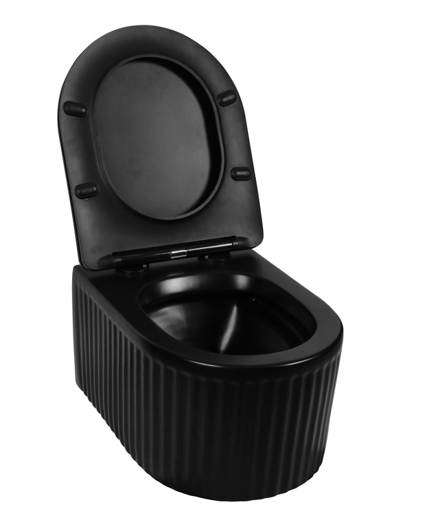 Vas WC Suspendat Rimless - Black Ribbed Matte