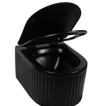 Vas WC Suspendat Rimless - Black Ribbed Matte
