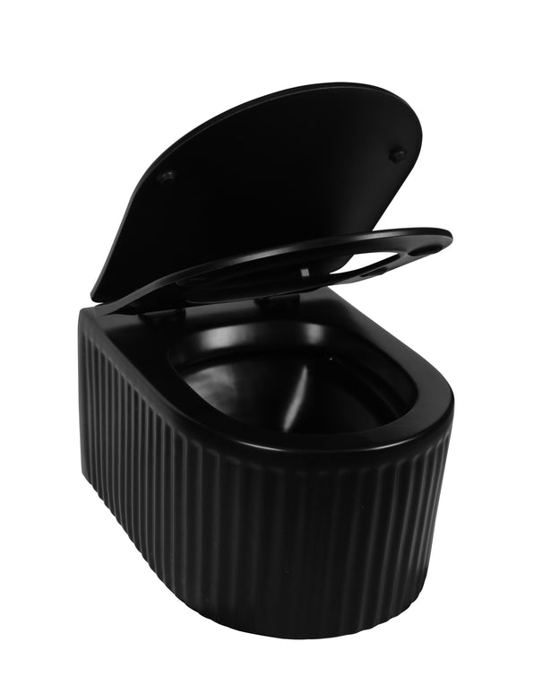 Vas WC Suspendat Rimless - Black Ribbed Matte