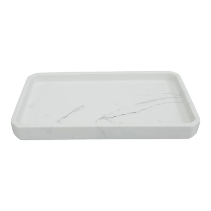 Set 3 piese accesorii de baie alb marmurat