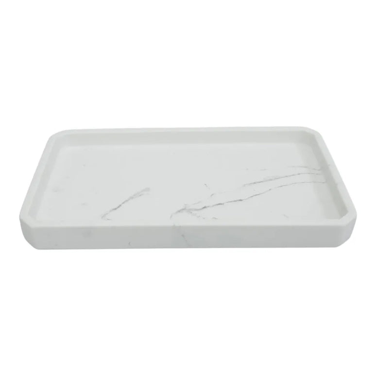 Set 3 piese accesorii de baie alb marmurat
