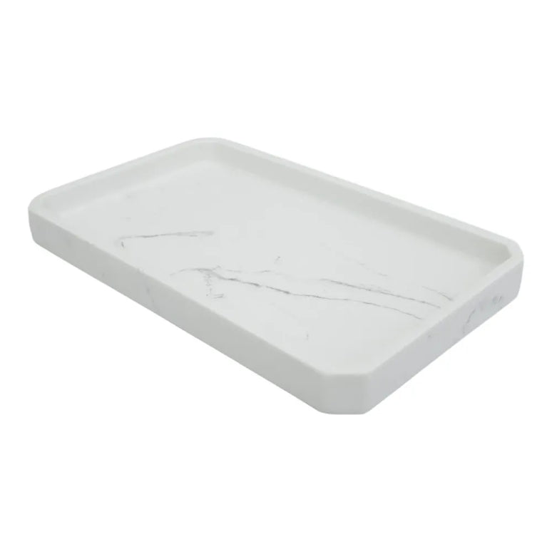 Set 3 piese accesorii de baie alb marmurat