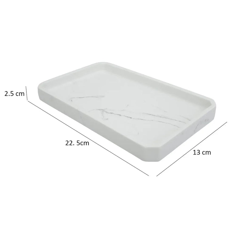 Set 3 piese accesorii de baie alb marmurat